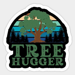 Tree Hugger Retro - Earth Day Sticker